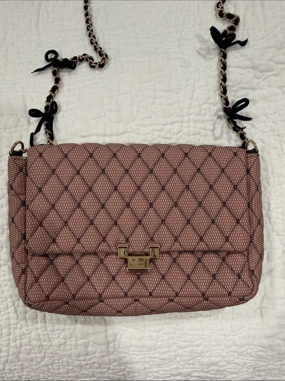 RED Valentino Quilted Pink Crossbody Bag with Chain Strap